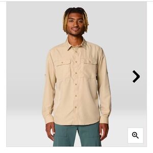 Mountain Hardwear Canyon Beige Long Sleeve Button Down Shirt